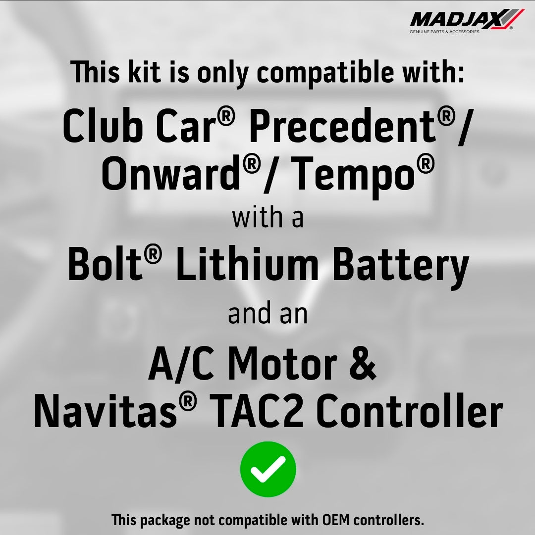 MadJax® Kinect™ Display Screen Kit for A/C motor Club Car Precedent/Tempo/Onward Bolt Battery and Navitas TAC2